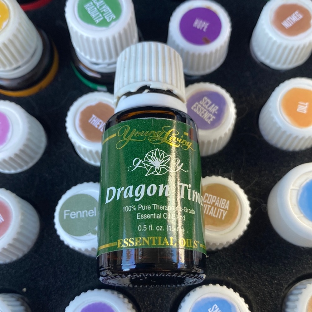 Young Living Dragon Time 15ml open but full plus Owl diffuser. Reserved 4 trade